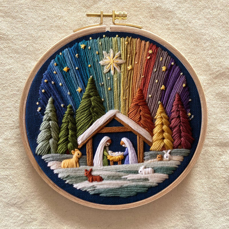 Rubbyoo Embroidery Kit - Nativity With Aurora | Stunning Christmas Gift | Precious Handmade Collection