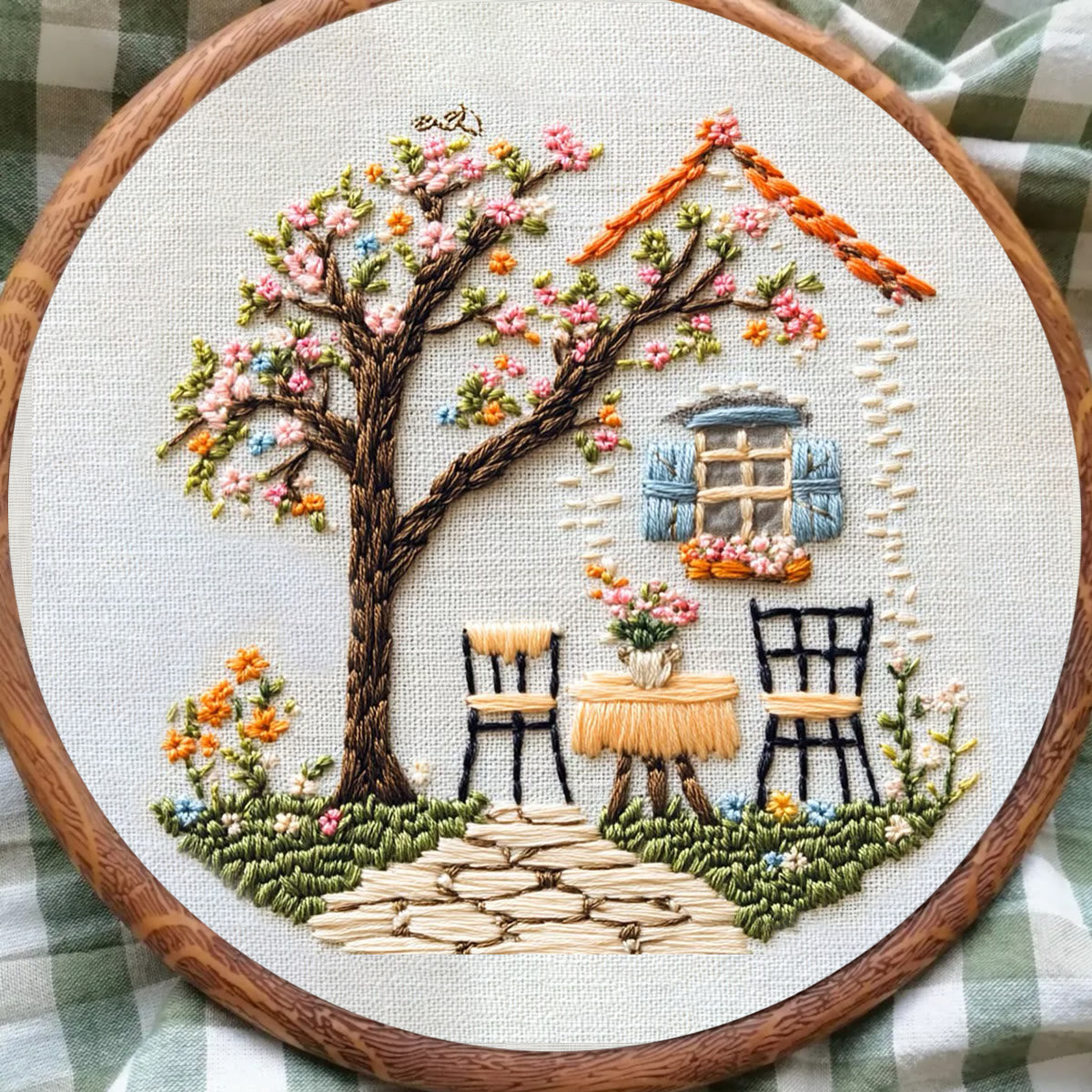 Rubbyoo Embroidery Kit - Warm Scenery Of A Cottage | Handmake Craft Kits