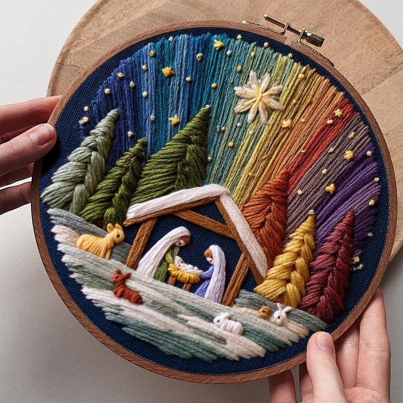 Rubbyoo Embroidery Kit - Nativity With Aurora | Stunning Christmas Gift | Precious Handmade Collection
