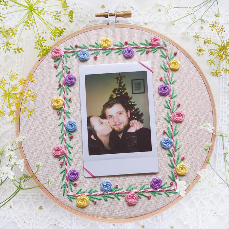 Rubbyoo Embroidery Photo Frame Kit - Colourful Flowers | Easy Needle Craft | Nice Gifts For Lovers