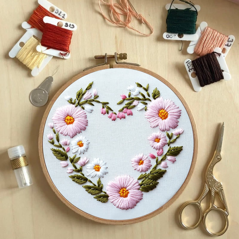 Rubbyoo Embroidery Kit - Floral Embrace | Easy Embroidery Kit for Beginners