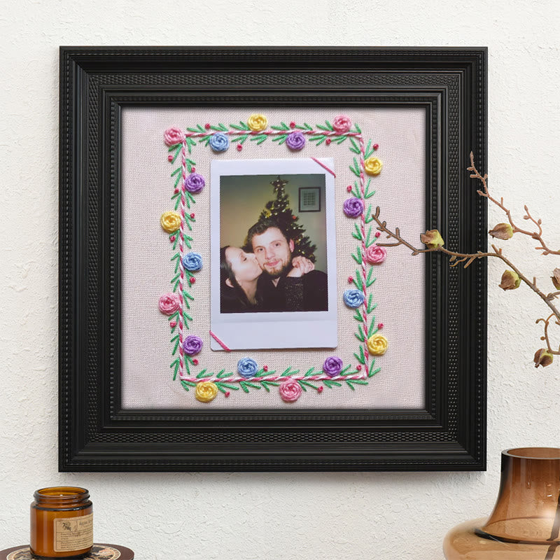Rubbyoo Embroidery Photo Frame Kit - Colourful Flowers | Easy Needle Craft | Nice Gifts For Lovers