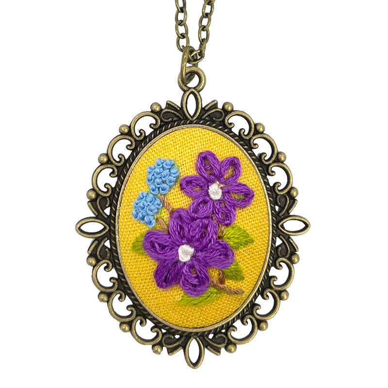 Hand Embroidered Pendant Necklace