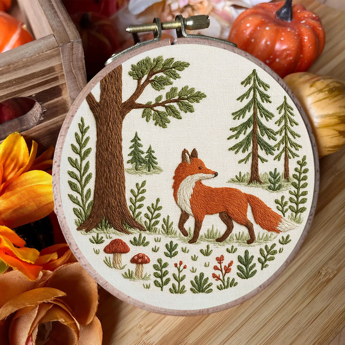 Rubbyoo Embroidery Kit - Woodland Fox | Handmade Animal Craft