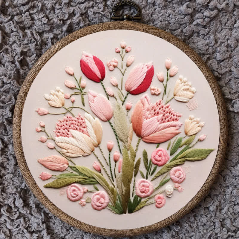 Rubbyoo Embroidery Kit - Garden Flower Handmade Tulips