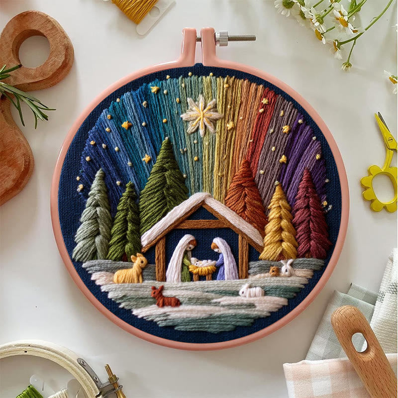Rubbyoo Embroidery Kit - Nativity With Aurora | Stunning Christmas Gift | Precious Handmade Collection