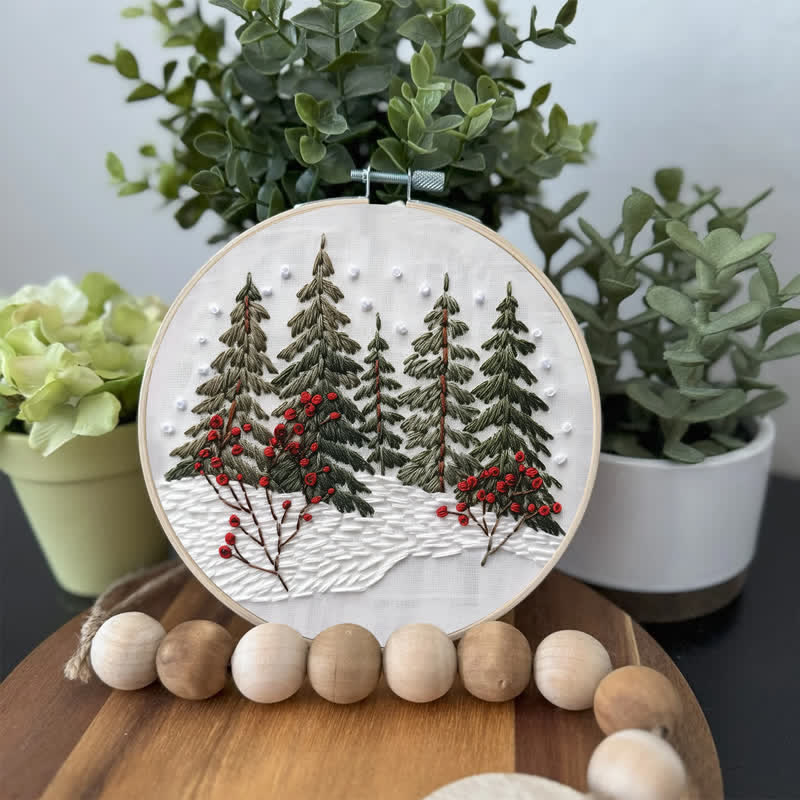 Rubbyoo Embroidery Kit - Winter Forest Snow Scene