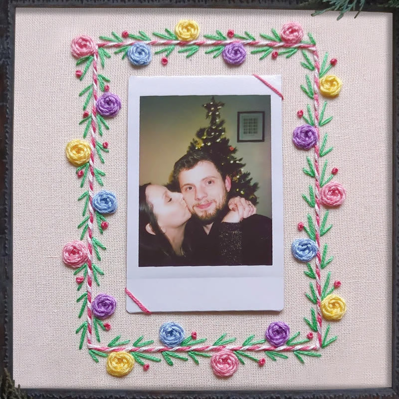 Rubbyoo Embroidery Photo Frame Kit - Colourful Flowers | Easy Needle Craft | Nice Gifts For Lovers