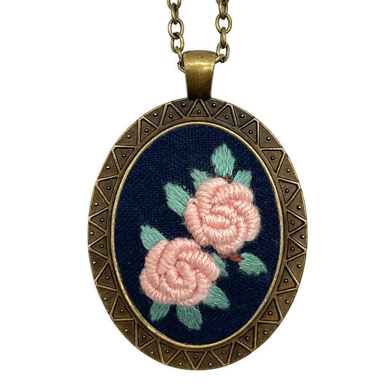 Hand Embroidered Pendant Necklace