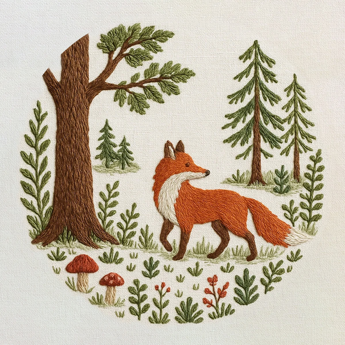 Rubbyoo Embroidery Kit - Woodland Fox | Handmade Animal Craft