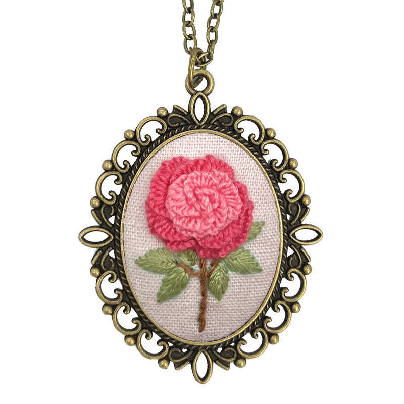 Hand Embroidered Pendant Necklace