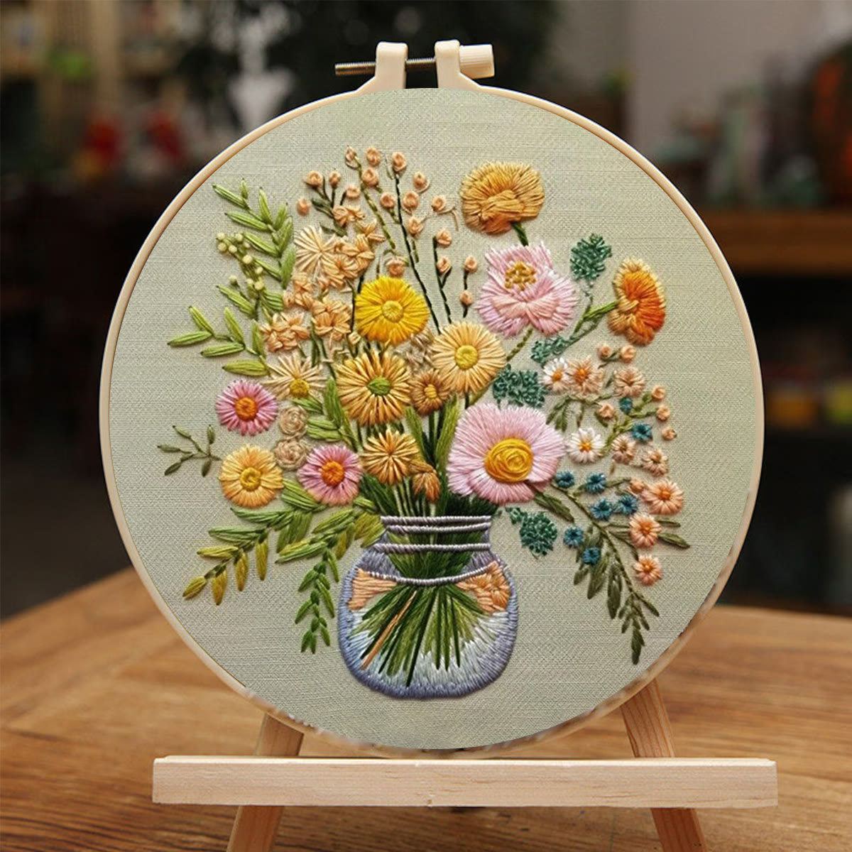 Rubbyoo Embroidery Kit-A Vase Of Flowers