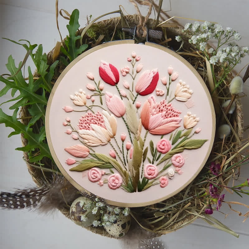 Rubbyoo Embroidery Kit - Garden Flower Handmade Tulips