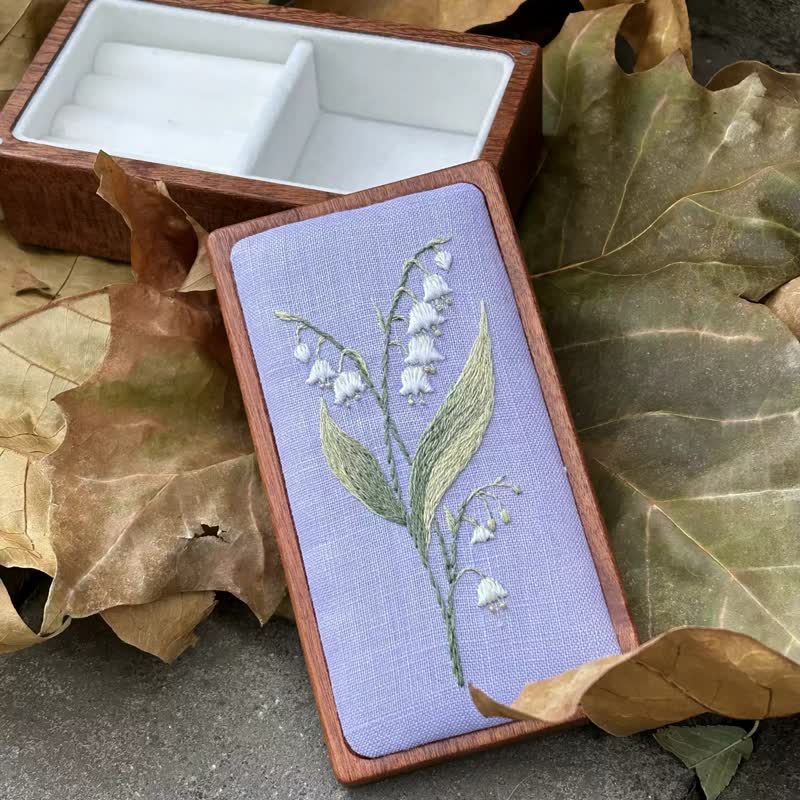 Wooden Jewelry Box - Lily of the Valley Embroidery Kit For Beginners| DIY Needle Art Kit