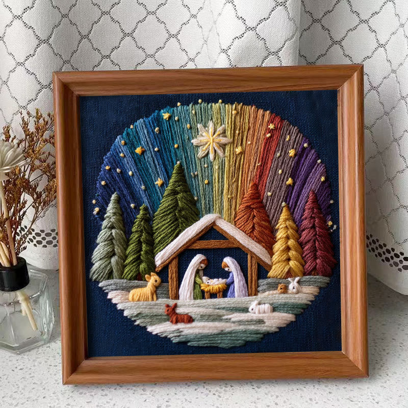 Rubbyoo Embroidery Kit - Nativity With Aurora | Stunning Christmas Gift | Precious Handmade Collection