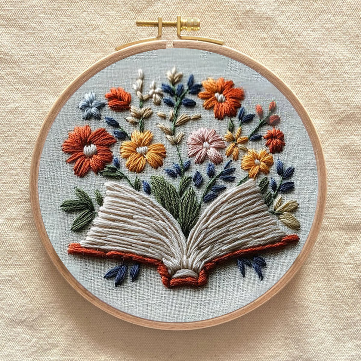 Rubbyoo Embroidery Kit - Blooming Pages | Starter Kit Wall Decor