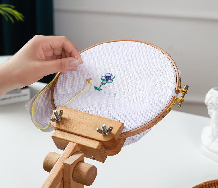 Wooden Embroidery Hoop | 360 Degree Rotating Hoop |  Adjustable Stitching Stand