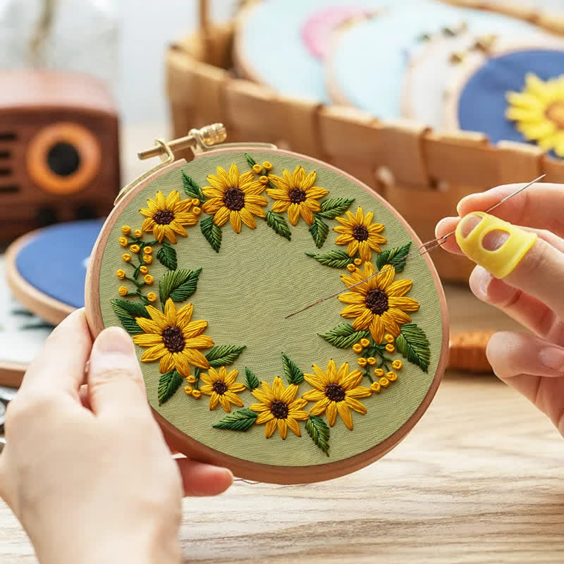 Rubbyoo Embroidery Kit - Sunflower Wreath