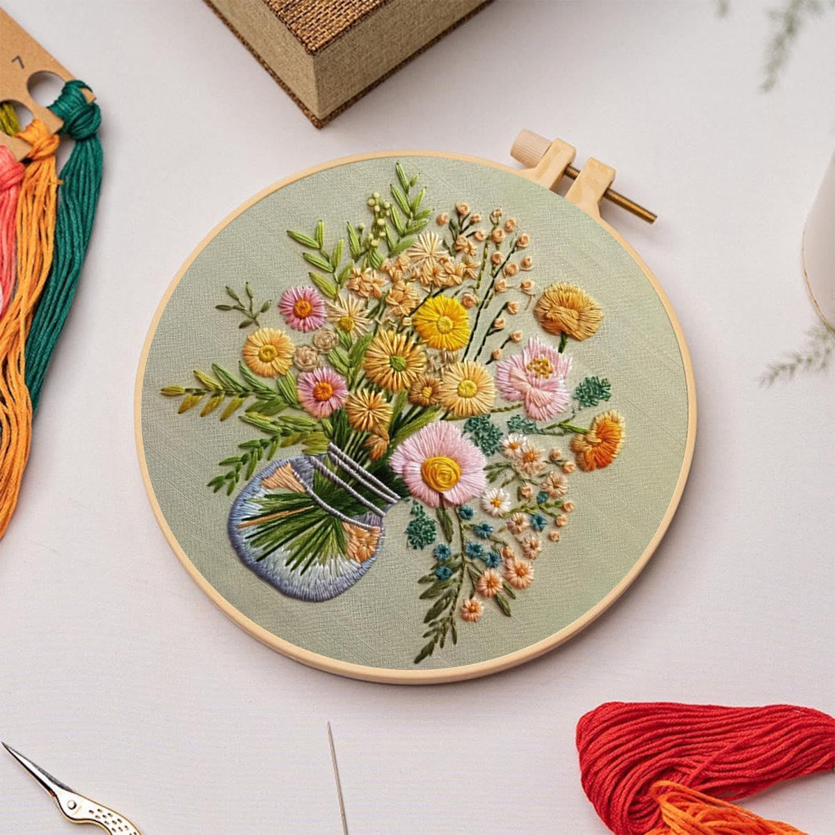 Rubbyoo Embroidery Kit-A Vase Of Flowers