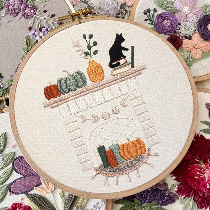 Rubbyoo Embroidery Kit - Autumn Hearth | Holiday Needle Craft Gifts