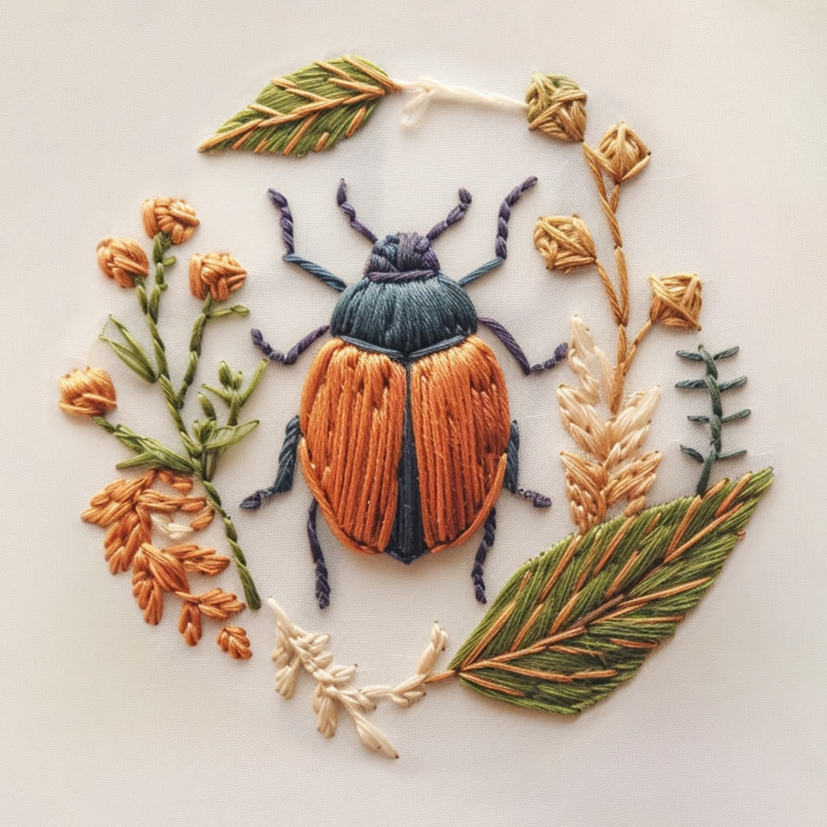 Rubbyoo Embroidery Kit - Floral Insect | Needlework Craft Kit