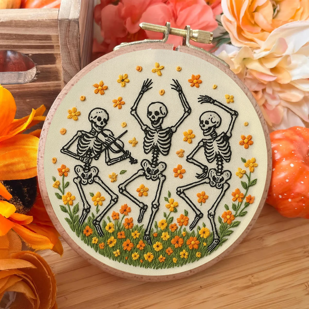 Rubbyoo Embroidery Kit - Spooky Skeleton |  Diy Halloween Needlework