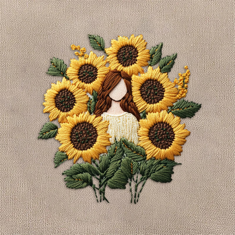 Rubbyoo Embroidery Kit - Sunflower Girl  | Handmade Craft Gift