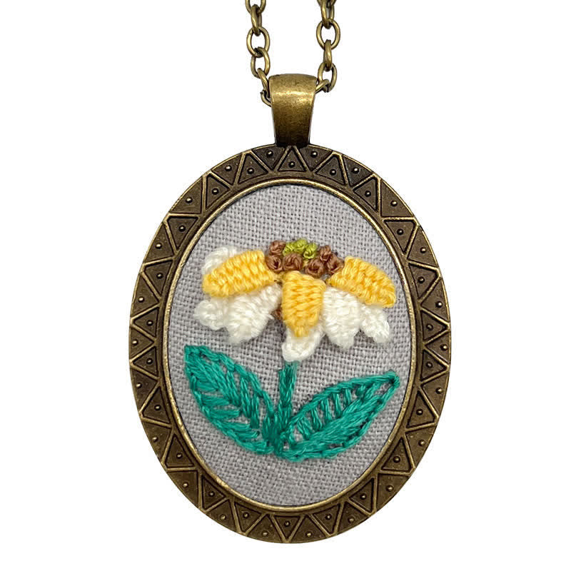 Hand Embroidered Pendant Necklace