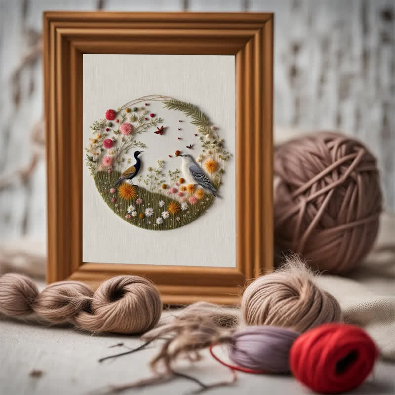 Rubbyoo Embroidery Kit - Peacock And Bird Art Deco Handmade