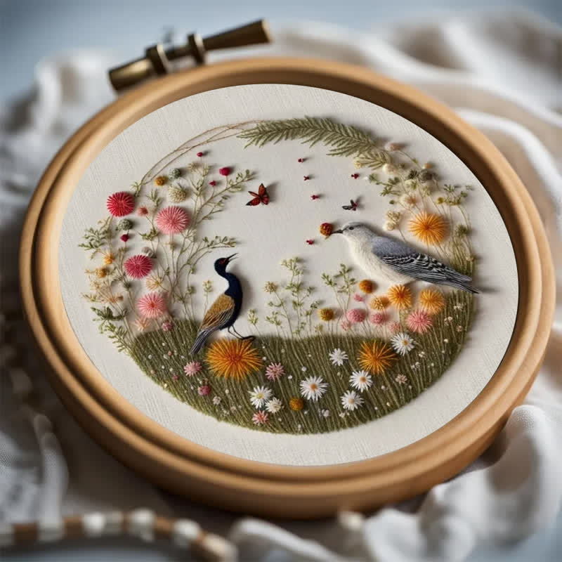 Rubbyoo Embroidery Kit - Peacock And Bird Art Deco Handmade