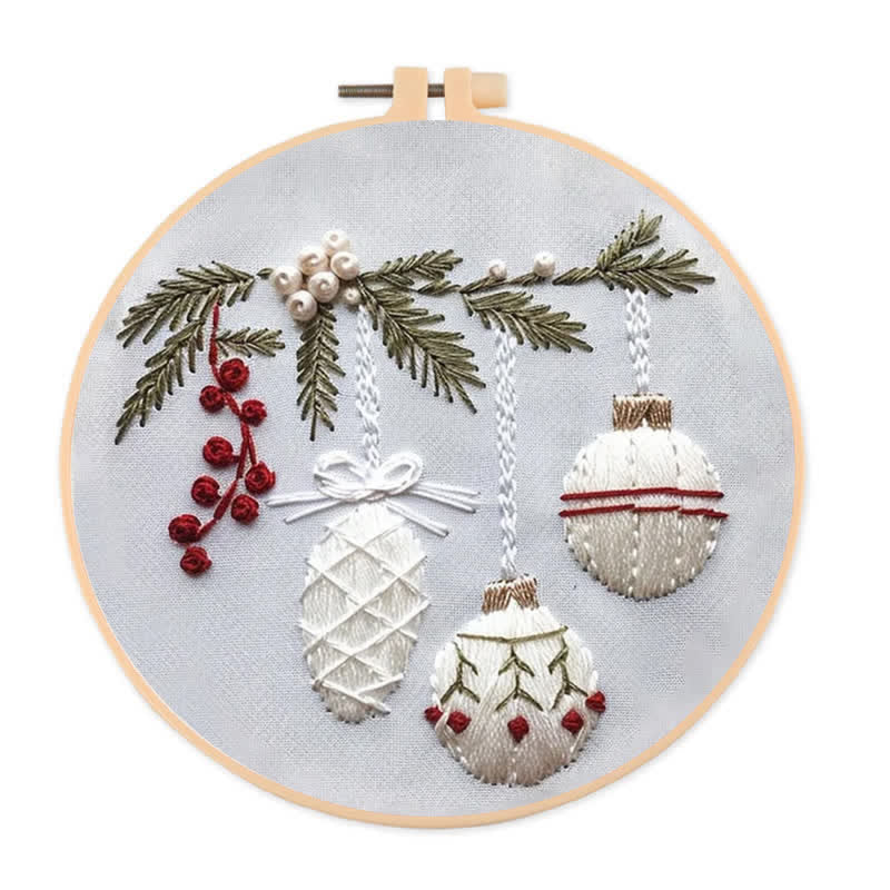 🎅Rubbyoo Christmas Embroidery Kit - Embroidery Hoop Art| Christmas Bauble Ornaments