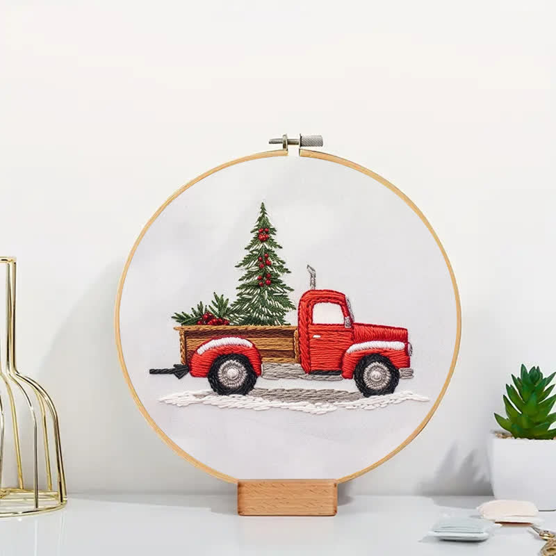 Rubbyoo Embroidery Kit - Red Truck Christmas