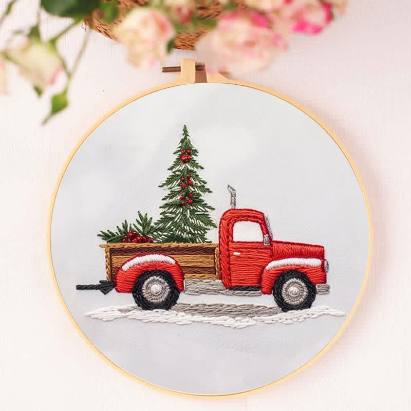 Rubbyoo Embroidery Kit - Red Truck Christmas