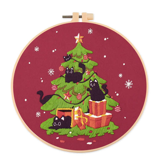 Rubbyoo Embroidery Kit - Black Cat Christmas Kittens