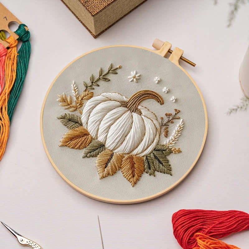 Rubbyoo Embroidery Kit - White Pumpkin