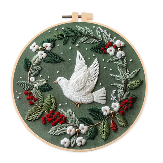 Rubbyoo Embroidery Kit - Winter Doves DIY Hoop Art