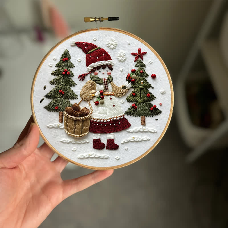 Rubbyoo Embroidery Kit - Christmas Day Girl
