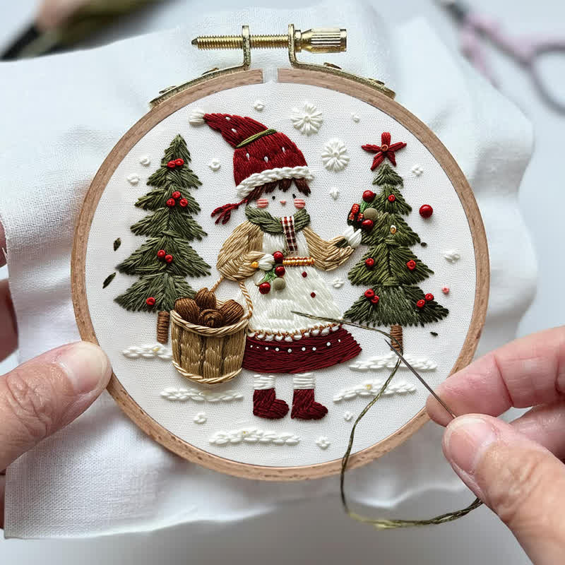 Rubbyoo Embroidery Kit - Christmas Day Girl