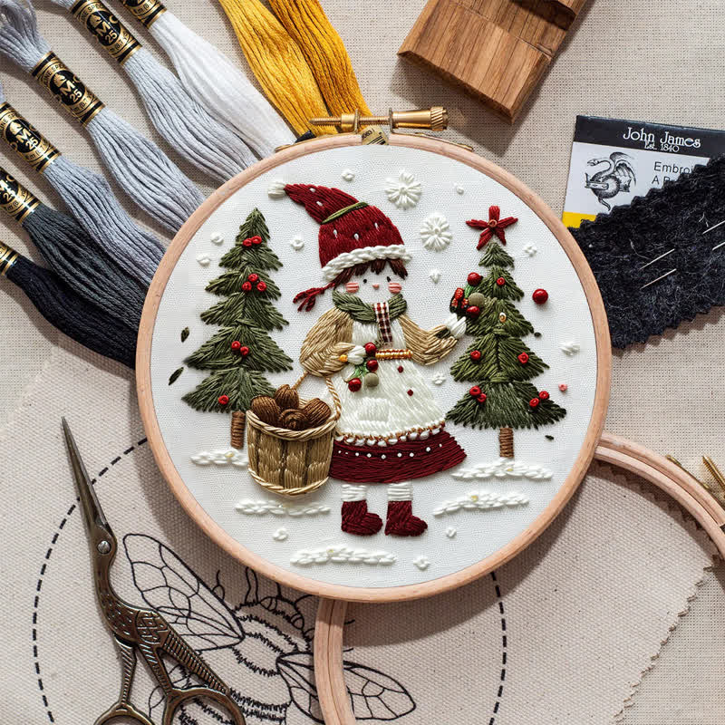 Rubbyoo Embroidery Kit - Christmas Day Girl