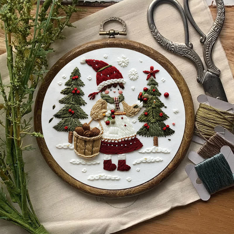 Rubbyoo Embroidery Kit - Christmas Day Girl