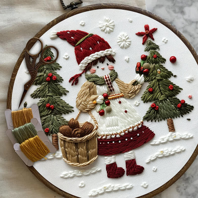 Rubbyoo Embroidery Kit - Christmas Day Girl