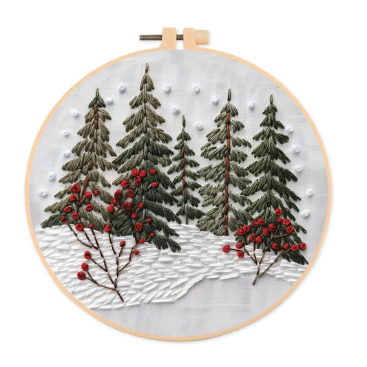 Rubbyoo Embroidery Kit - Winter Forest Snow Scene