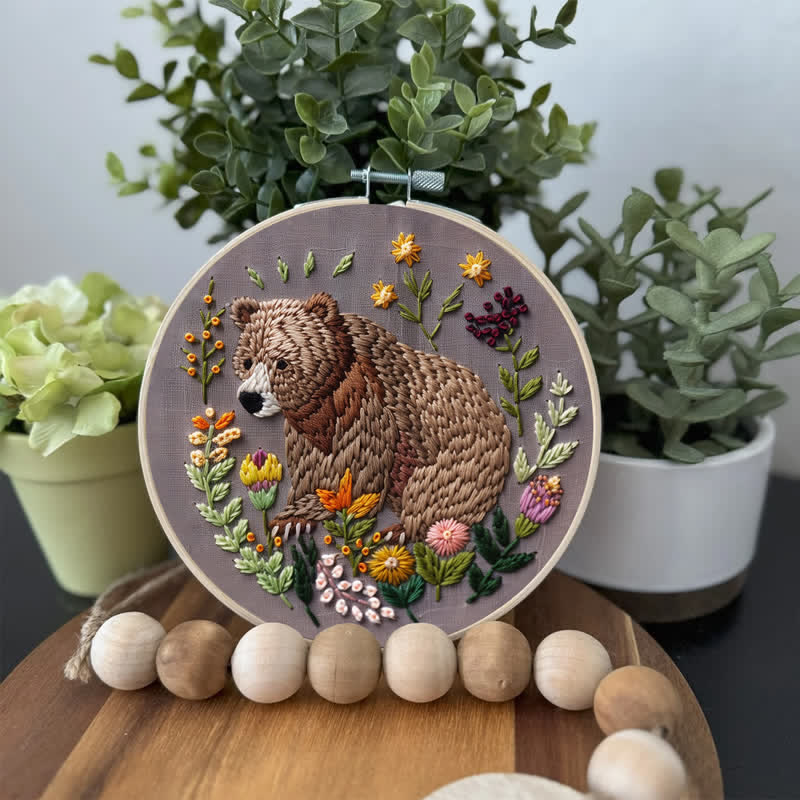 Rubbyoo Embroidery Kit - Woodland Bear