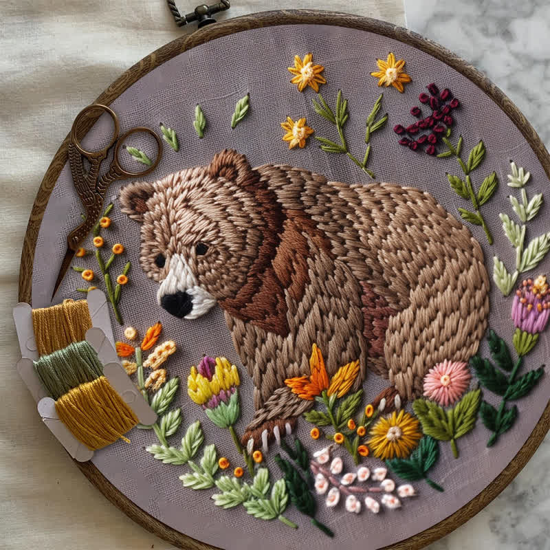 Rubbyoo Embroidery Kit - Woodland Bear