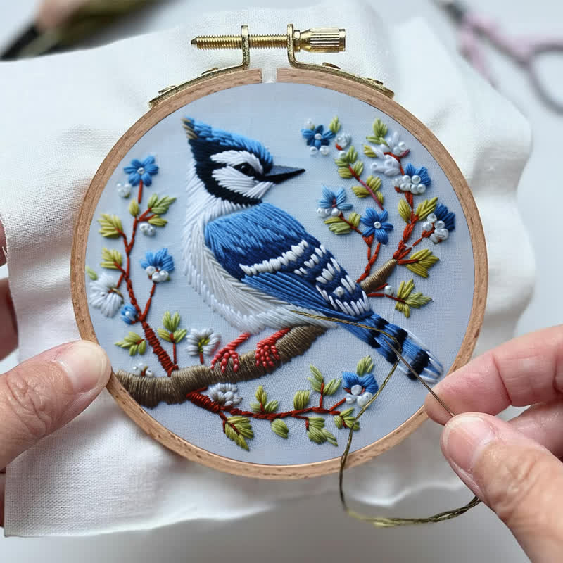 Rubbyoo Embroidery Kit - Winter Bluejay
