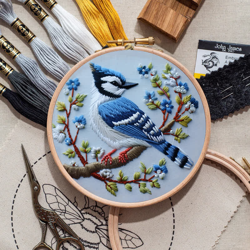 Rubbyoo Embroidery Kit - Winter Bluejay