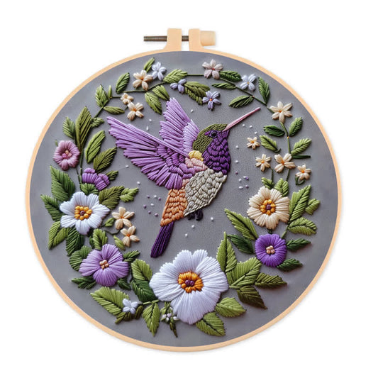 Rubbyoo Embroidery Kit - Purple Hummingbird