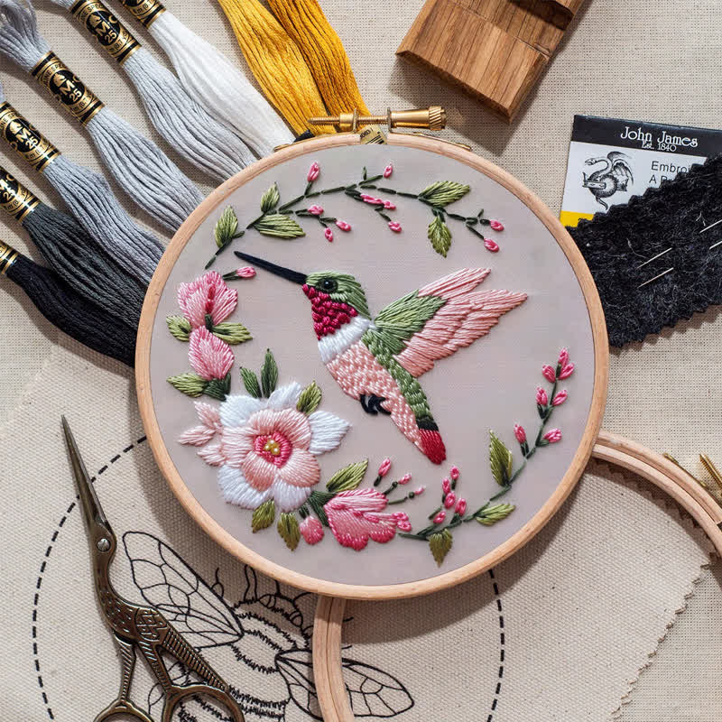 Rubbyoo Embroidery Kit - Spring Hummingbird
