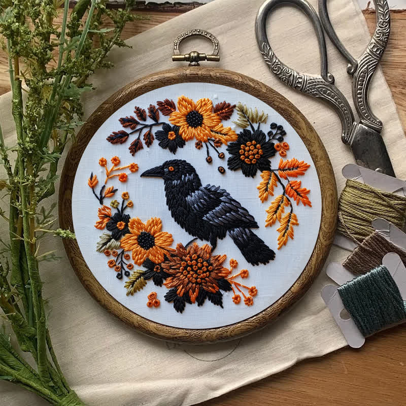 Rubbyoo Embroidery Kit - Raven