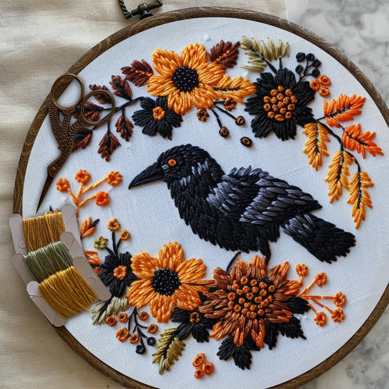 Rubbyoo Embroidery Kit - Raven